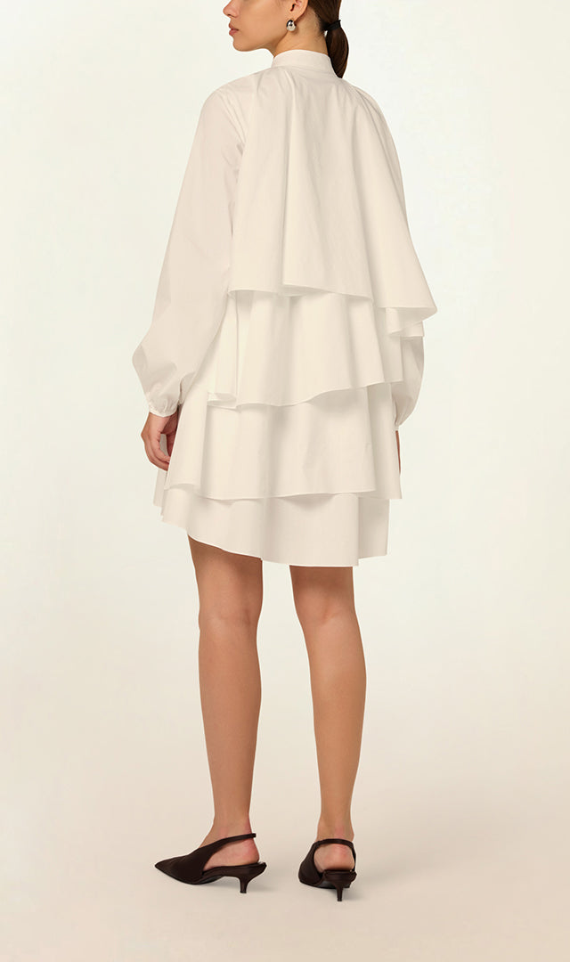 white layered mini dress When It's Love Mini Dress - White and Blue, Large | Hazel and Olive