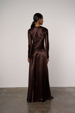 Yara Scarf Dress in Chocolate Abadia Yara Scarf Dress in Chocolate Abadia