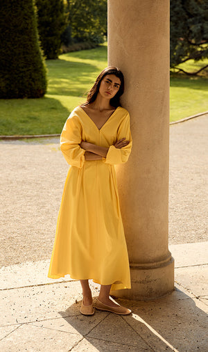 Amaya Dress in Rutab Yellow