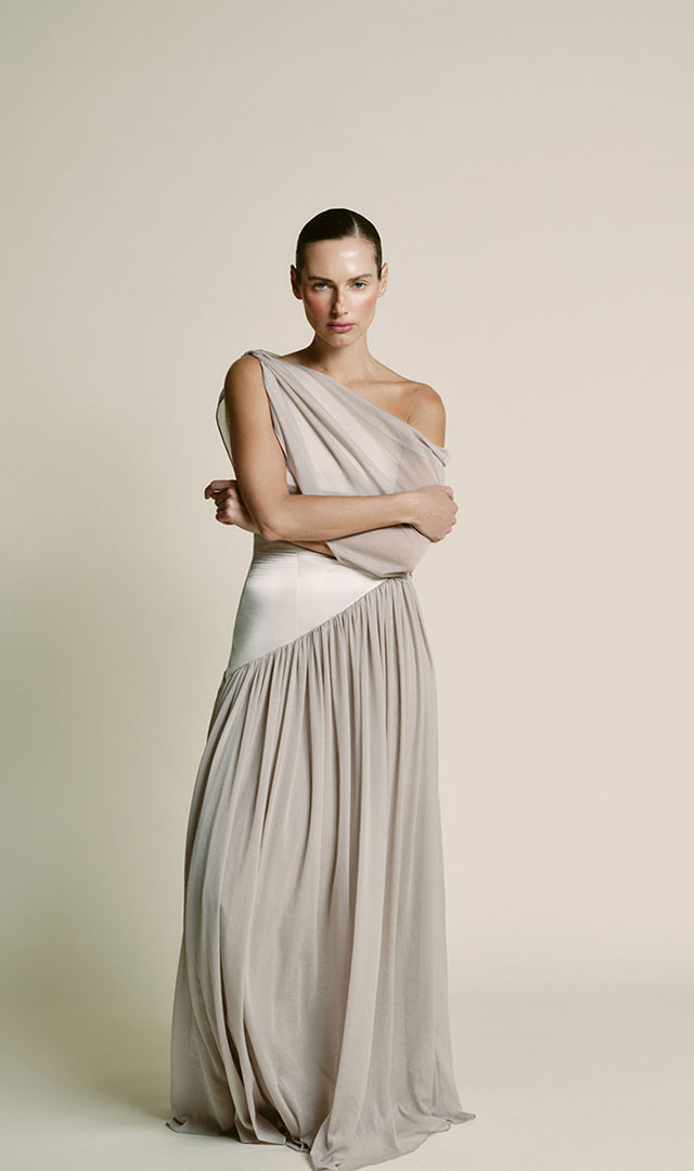 abadia party dresses Abadia Draped Hammered-satin Gown - Women - Silver Dresses