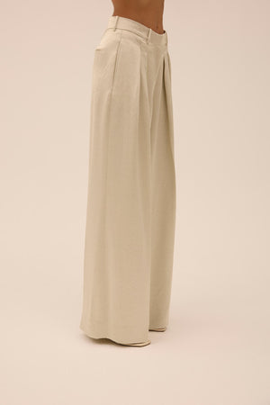 Double Pleat Wide Leg Trouser in Silver