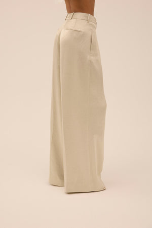 Double Pleat Wide Leg Trouser in Silver