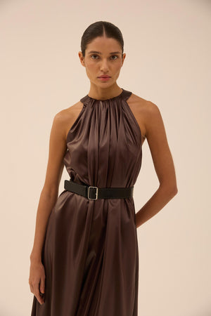 Halterneck Dress in Brown