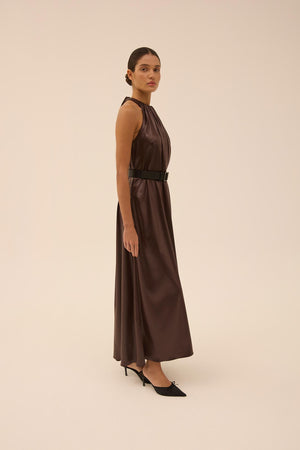 Halterneck Dress in Brown