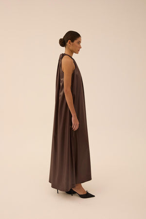 Halterneck Dress in Brown