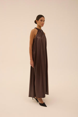 Halterneck Dress in Brown