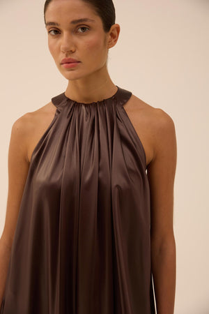 Halterneck Dress in Brown