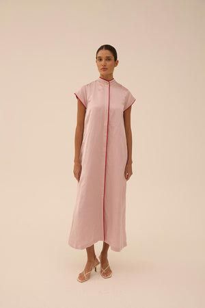 Cap Sleeve Shirt Dress in Pink