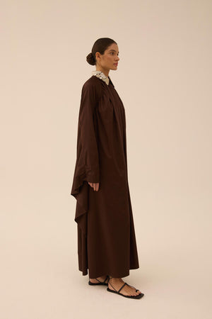 Selma Batwing Raglan Shirt Dress in Brown