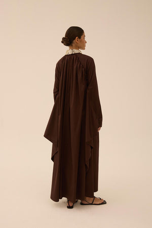 Selma Batwing Raglan Shirt Dress in Brown