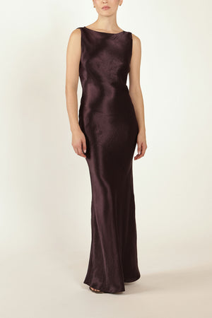 Cowl Back Dress in Aubergine