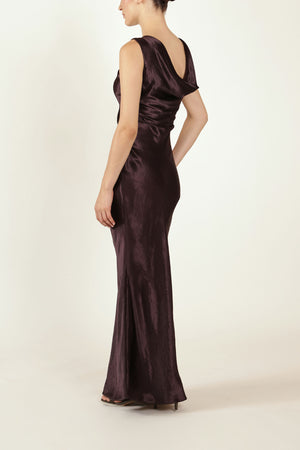 Cowl Back Dress in Aubergine