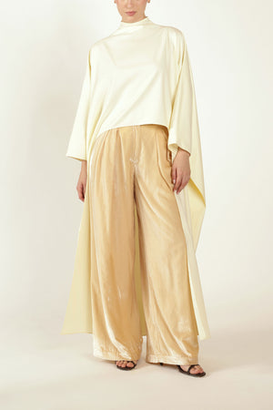 Double Pleat Trouser in Velvet - Cream