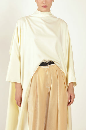Double Pleat Trouser in Velvet - Cream