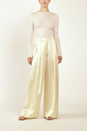 Double Pleat Trouser in Butter Yellow