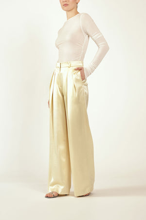 Double Pleat Trouser in Butter Yellow