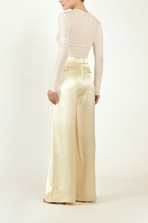 Double Pleat Trouser in Butter Yellow