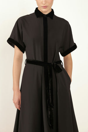 Velvet Shirt Dress