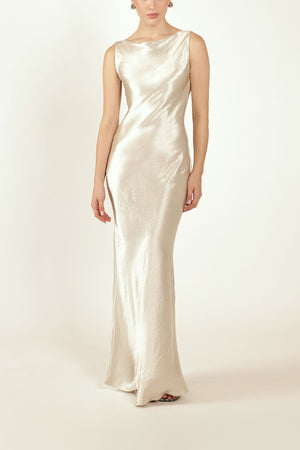 Cowl Back Dress in Silver