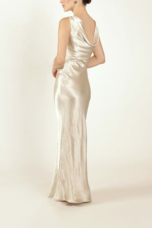 Cowl Back Dress in Silver