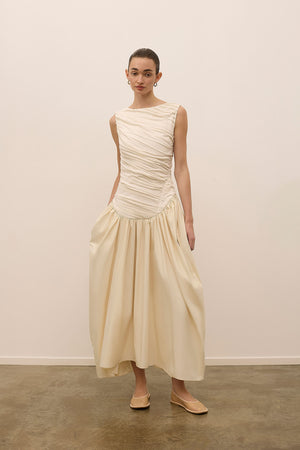 abadia ora pleated gathered chiffon and dupioni midi dress Abadia Casual and day dresses for Women | Online Sale up to 70% off