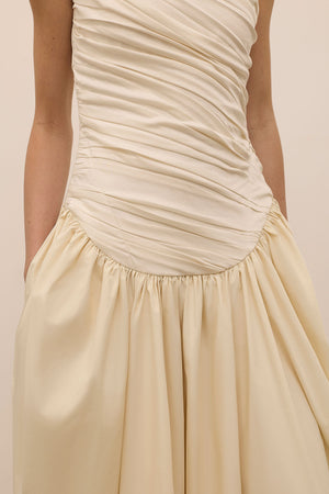 abadia ora pleated gathered chiffon and dupioni midi dress Ora Pleated Gathered Chiffon And Dupioni Midi Dress On Sale Now with Up to 50% Off