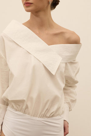 Off Shoulder Woven Bodysuit