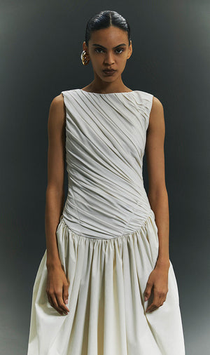 abadia ora pleated gathered chiffon and dupioni midi dress Abadia Casual and day dresses for Women | Online Sale up to 70% off