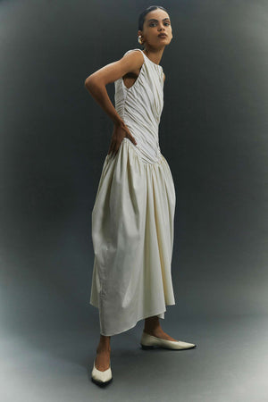 abadia ora pleated gathered chiffon and dupioni midi dress Abadia Casual and day dresses for Women | Online Sale up to 70% off