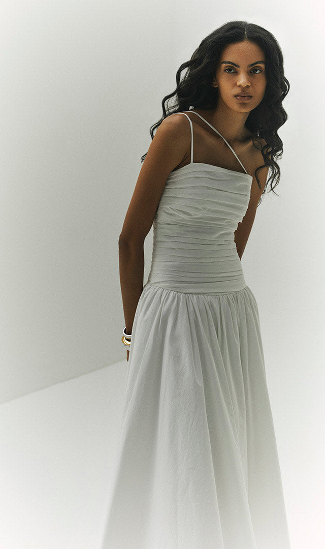 Laana Cotton Dress in White