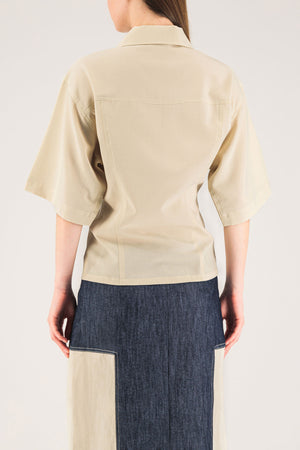 Volume Shortsleeve Top in Cream