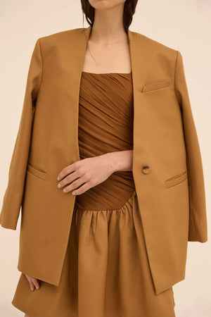 Jeel Boxy Blazer in Brown - Abadia