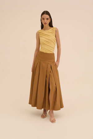 Layan Skirt in Brown - Abadia