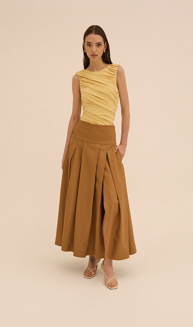 Layan Skirt in Brown - Abadia