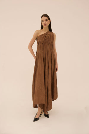 Syvie Scarf Dress in Brown