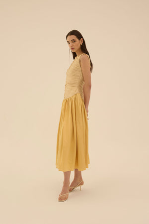 Ora Draped Dress in Beige - Abadia