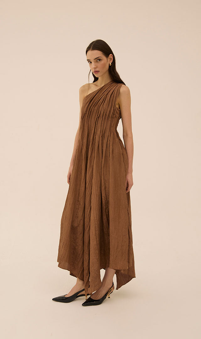 Syvie Scarf Dress in Brown