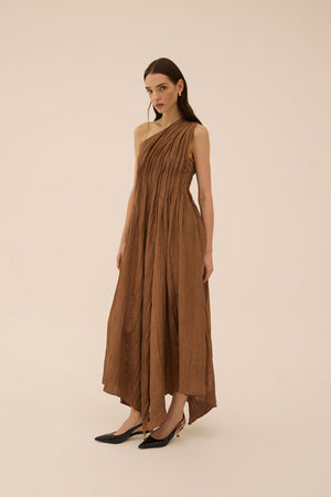 Syvie Scarf Dress in Brown