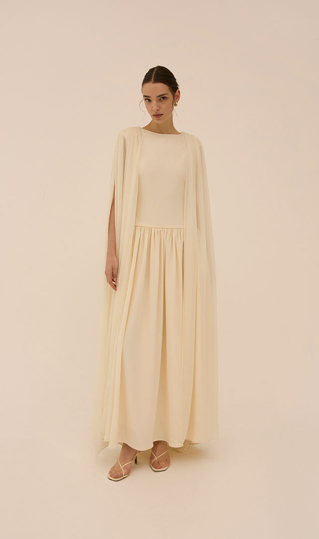 Sahab Scarf Dress in Cream - Abadia