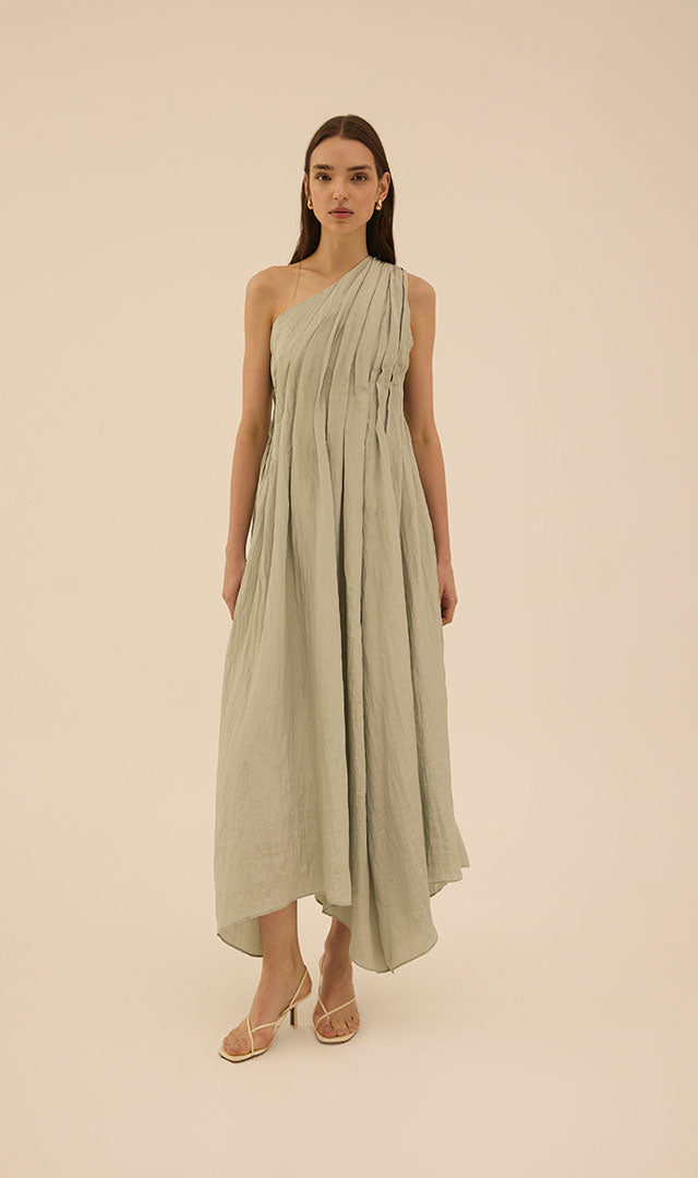 Syvie Scarf Dress in Light Khaki