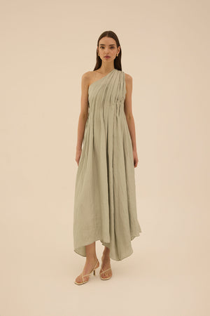 Syvie Scarf Dress in Light Khaki