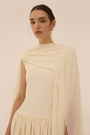 Sahab Scarf Dress in Cream - Abadia