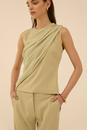 Ray Scarf Top in Sage - Abadia