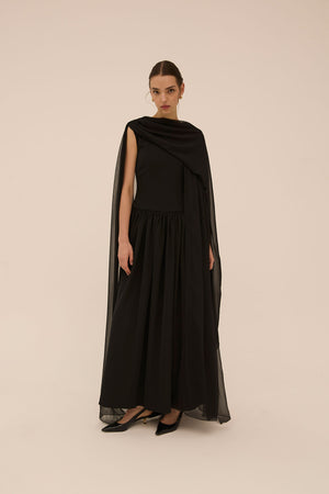 Sahab Scarf Dress in Black - Abadia