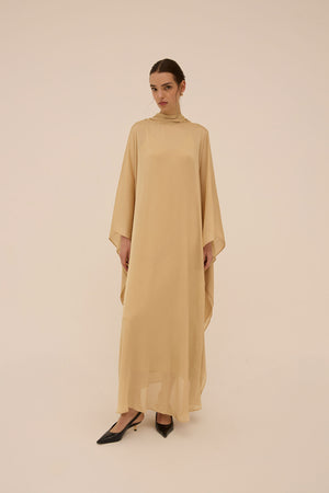 Abadia Bisht Dress Kaftan in Beige