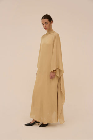 Abadia Bisht Dress Kaftan in Beige