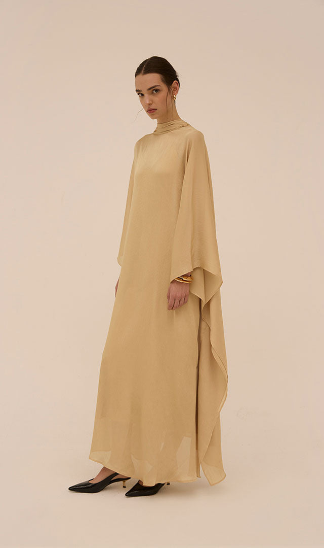 Abadia Bisht Dress Kaftan in Beige