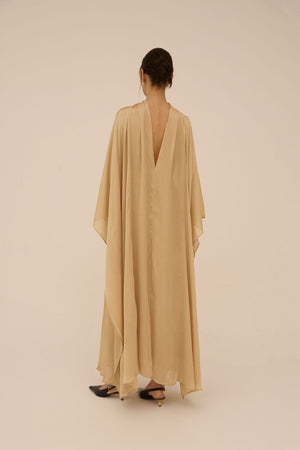 Abadia Bisht Dress Kaftan in Beige