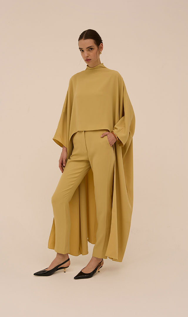 Lily Drop Hem Bisht in Yellow - Abadia 