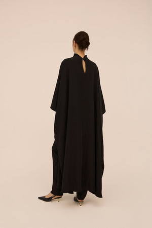 Lily Drop Hem Bisht in Black - Abadia